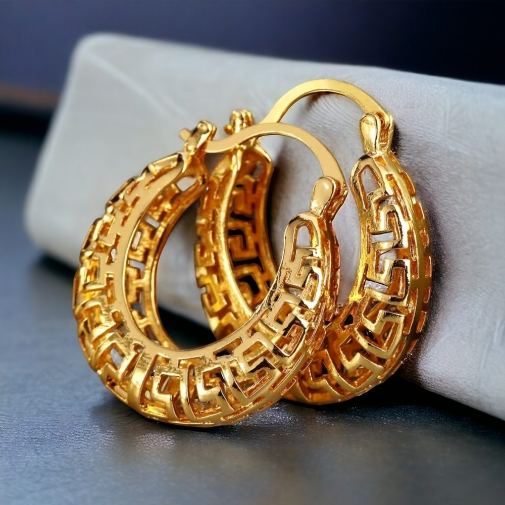 New Chic Greek Key Hoop Earrings